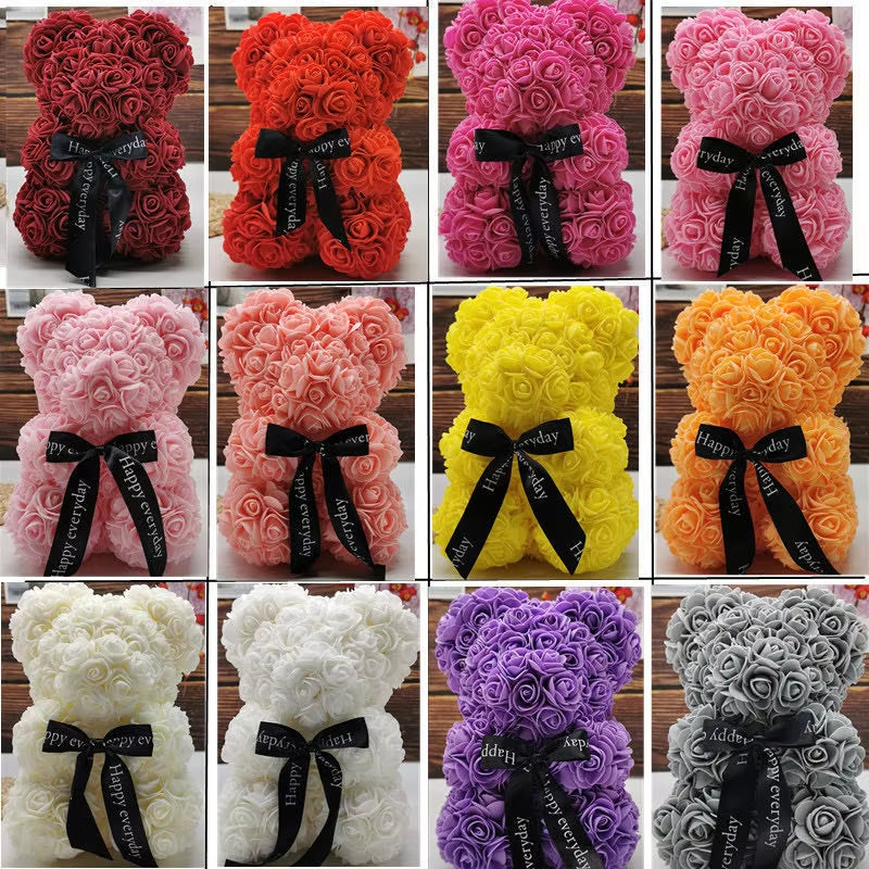 Wholesale Artificial Preserved Giant Teddy Bear Roses 25Cm, Big Teddy Rose Bear with Gift Box for Valentines' Gift